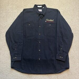 Vtg NASCAR Dale Earnhardt Shirt Mens Large Blue Winston Cup Button Up Racing 90s